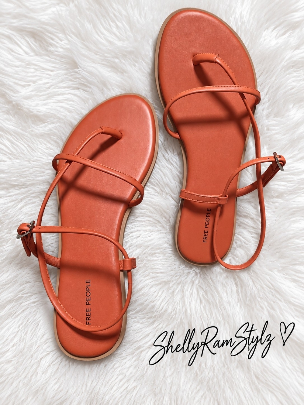 Free People Corsica Strappy Sandals Coral Orange Leather NWT Box